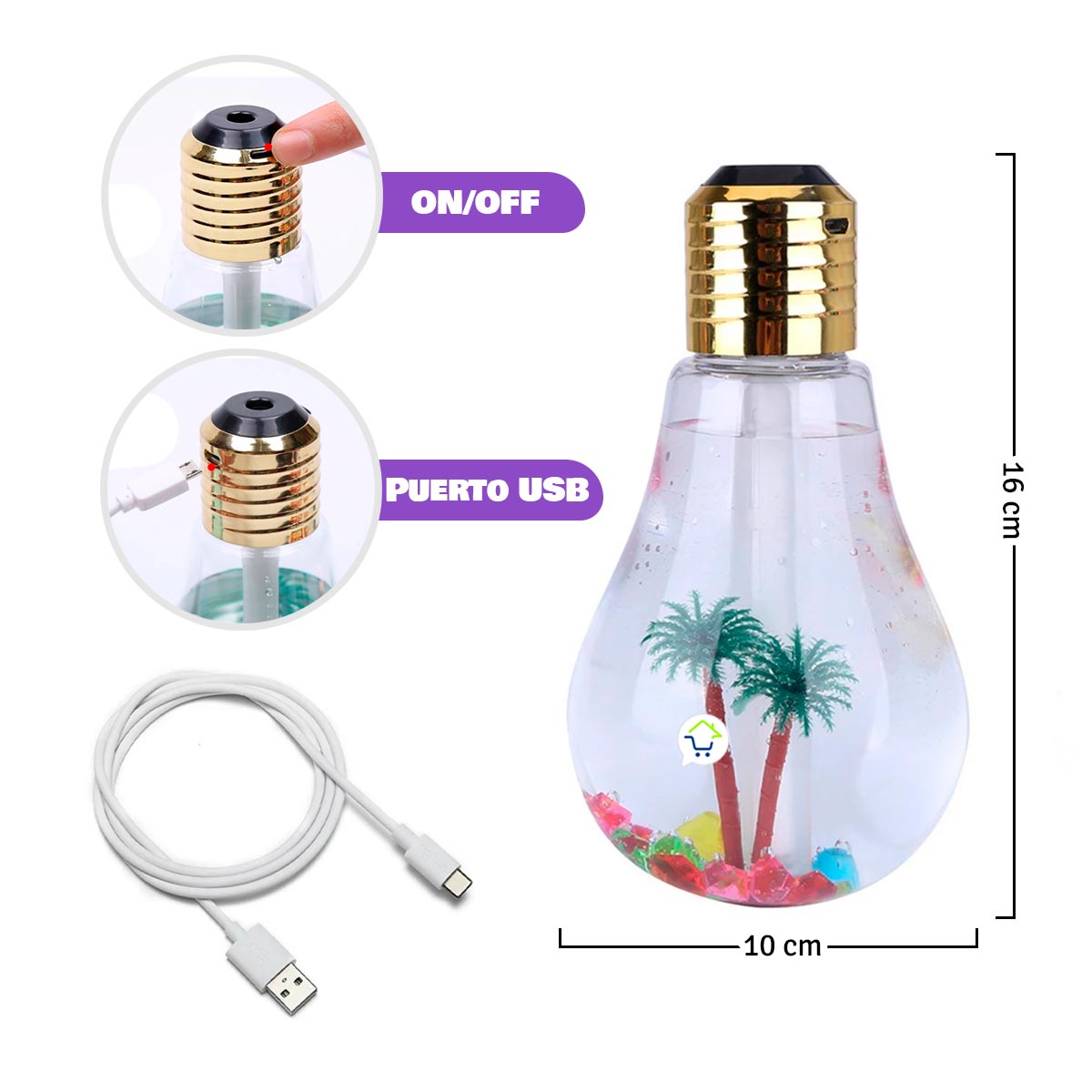 Humidificador Lampara Bombillo RGB EO417